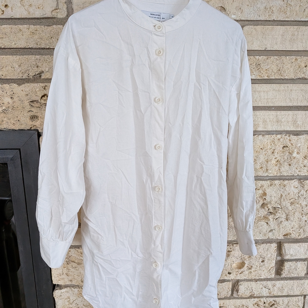 Classic White Long Sleeve Button-Front Dress